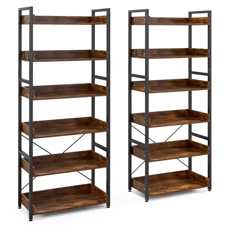 Étagère à livres à 6 niveaux, étagère de rangement ouverte avec cadre en métal