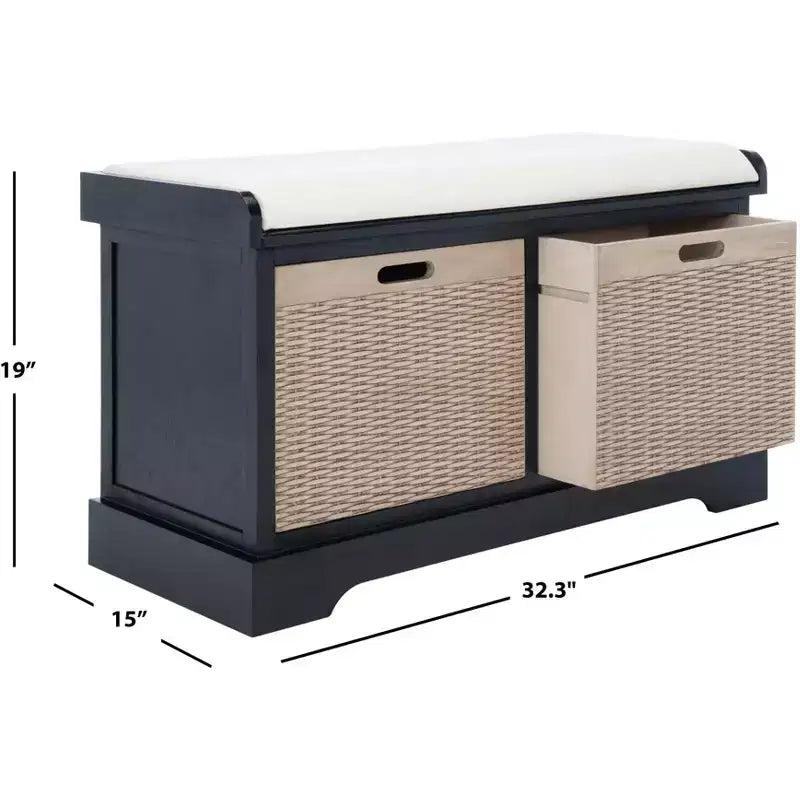 Banc rembourré à 2 tiroirs