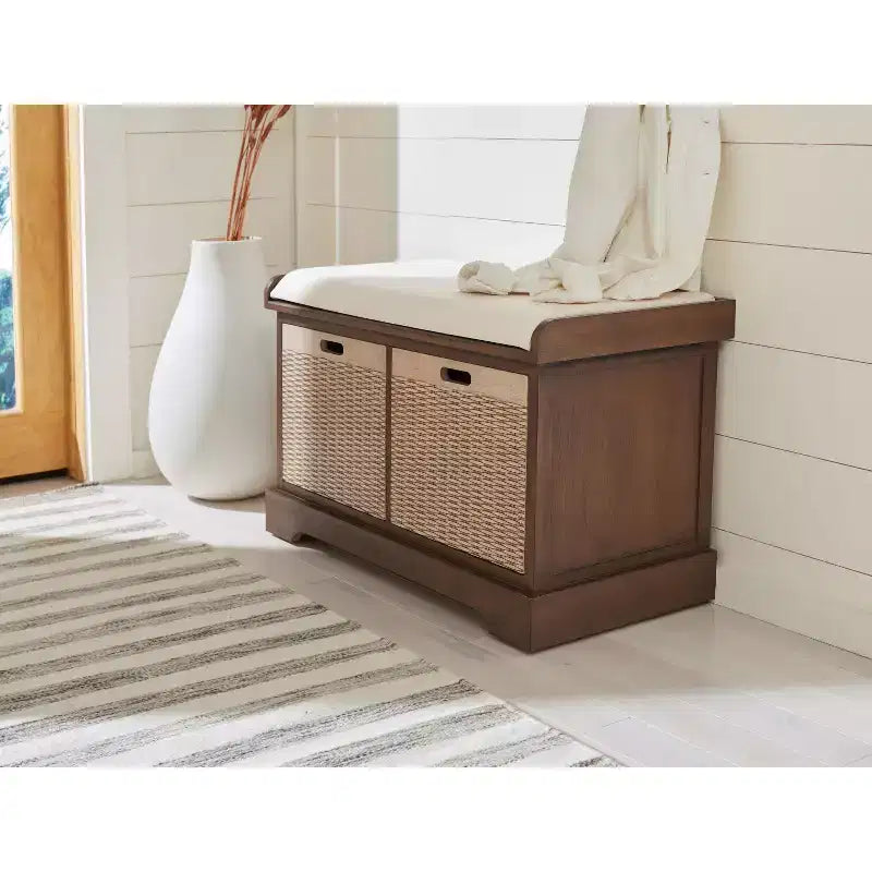 Banc rembourré à 2 tiroirs
