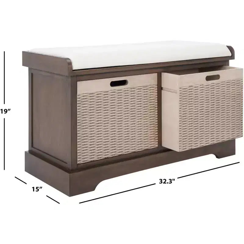 Banc rembourré à 2 tiroirs