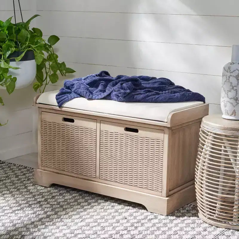 Banc rembourré à 2 tiroirs