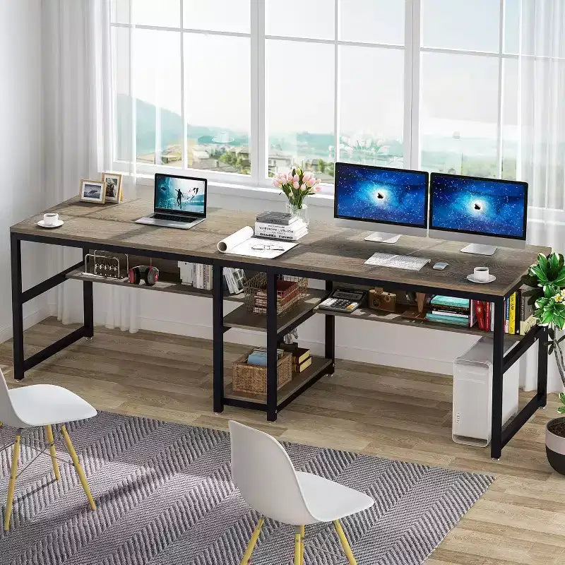 Bureau d'ordinateur avec étagère à livres