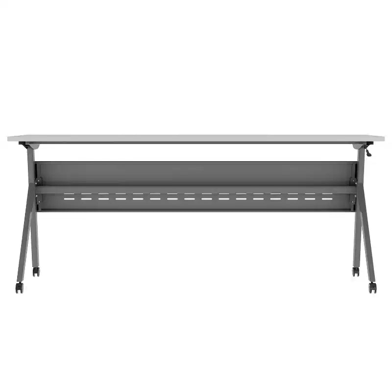 Table de formation rabattable robuste avec conception emboîtable, panneau d'intimité, pieds en Y, plateau, cadre métallique