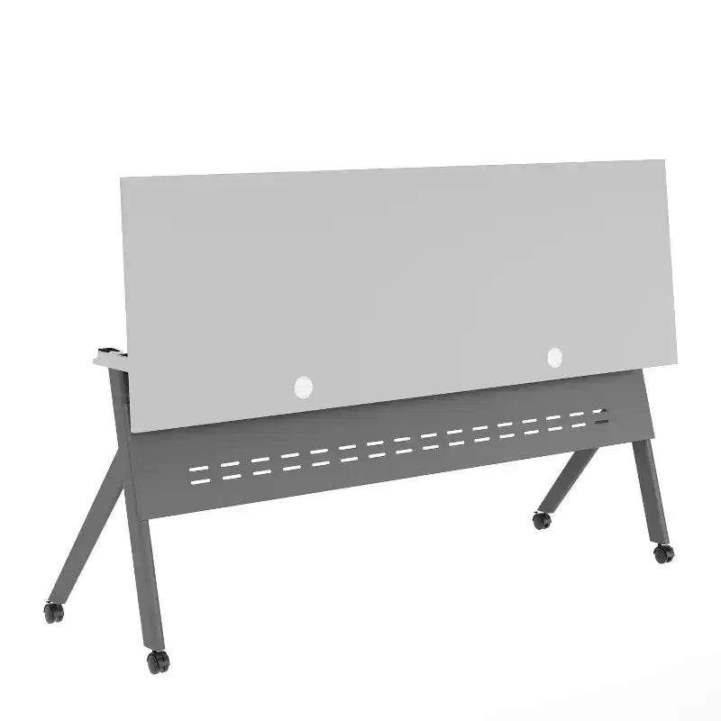 Table de formation rabattable robuste avec conception emboîtable, panneau d'intimité, pieds en Y, plateau, cadre métallique