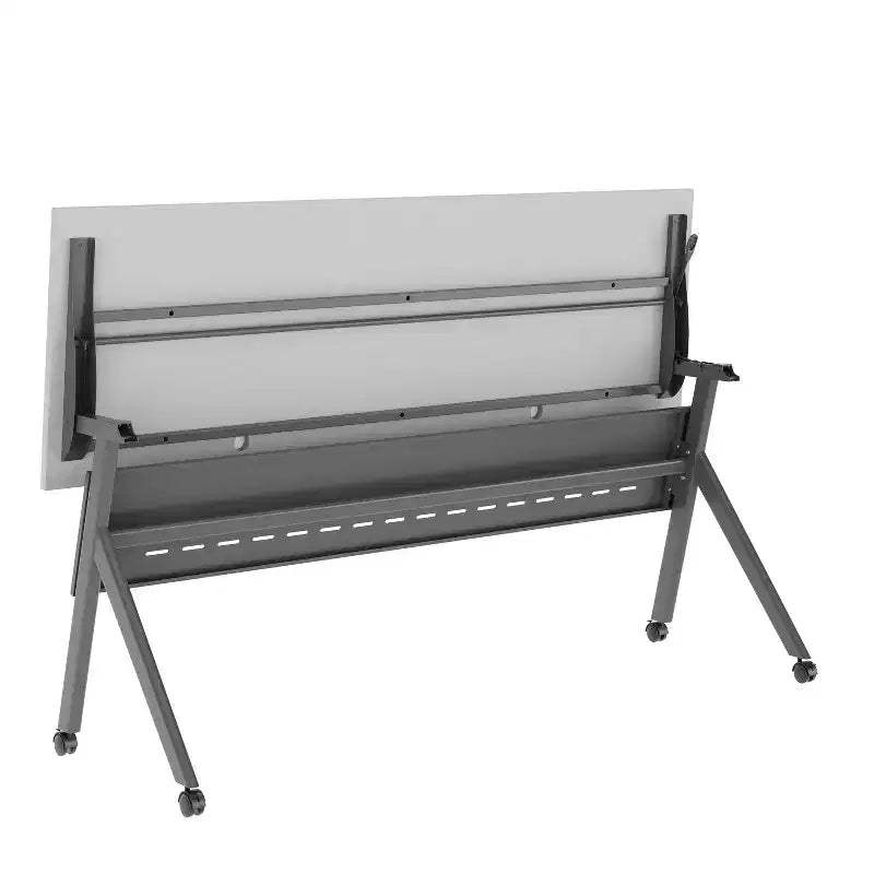 Table de formation rabattable robuste avec conception emboîtable, panneau d'intimité, pieds en Y, plateau, cadre métallique