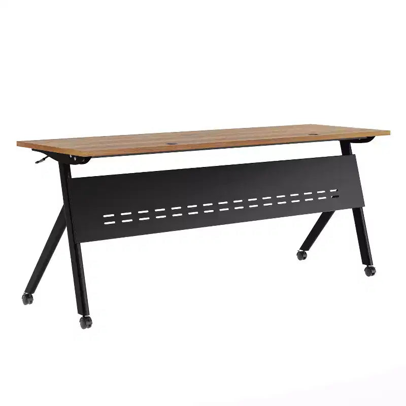Table de formation rabattable robuste avec conception emboîtable, panneau d'intimité, pieds en Y, plateau, cadre métallique