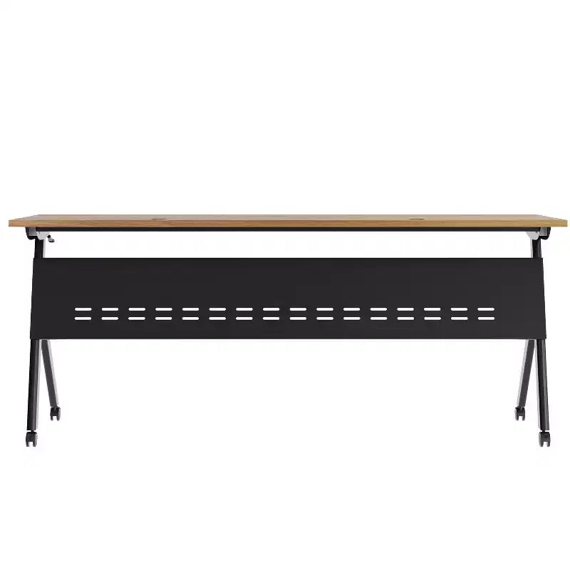Table de formation rabattable robuste avec conception emboîtable, panneau d'intimité, pieds en Y, plateau, cadre métallique
