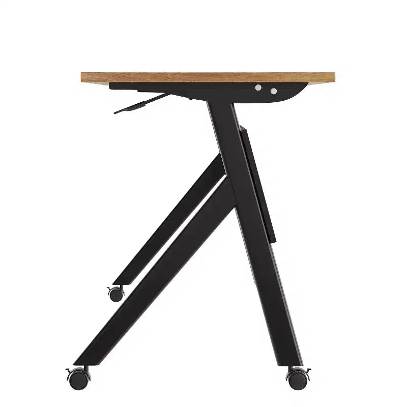 Table de formation rabattable robuste avec conception emboîtable, panneau d'intimité, pieds en Y, plateau, cadre métallique