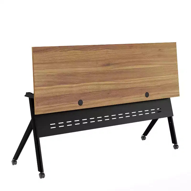 Table de formation rabattable robuste avec conception emboîtable, panneau d'intimité, pieds en Y, plateau, cadre métallique