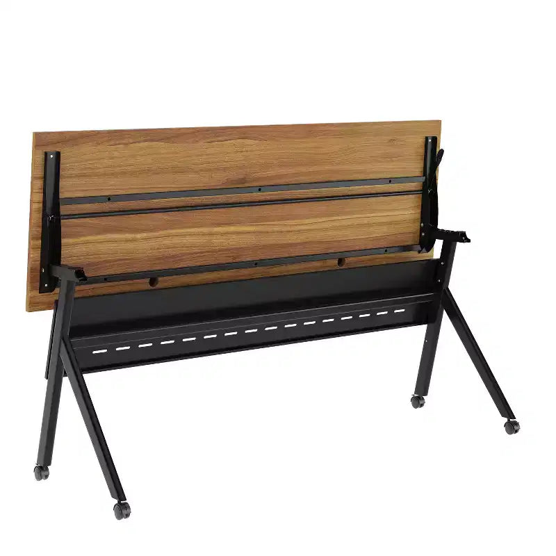 Table de formation rabattable robuste avec conception emboîtable, panneau d'intimité, pieds en Y, plateau, cadre métallique