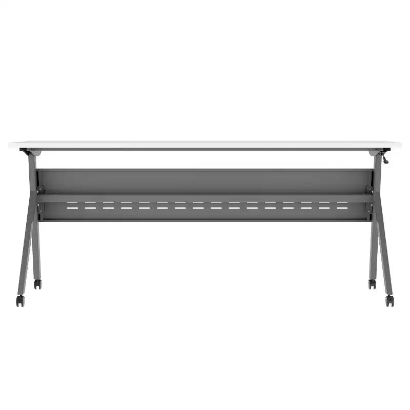 Table de formation rabattable robuste avec conception emboîtable, panneau d'intimité, pieds en Y, plateau, cadre métallique