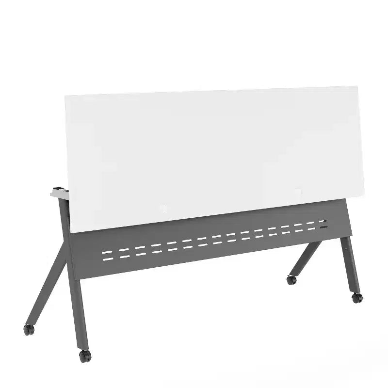 Table de formation rabattable robuste avec conception emboîtable, panneau d'intimité, pieds en Y, plateau, cadre métallique