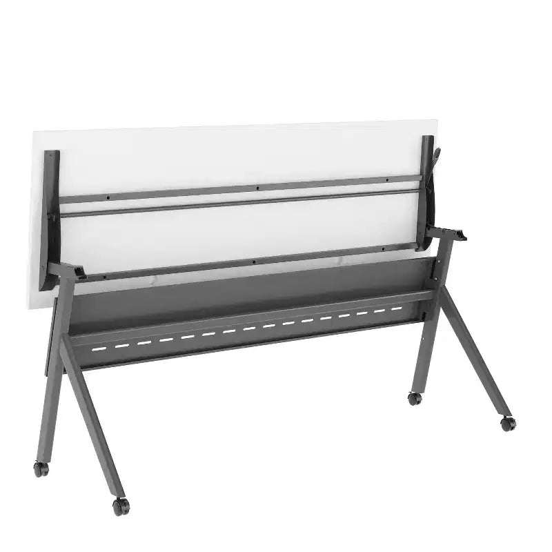 Table de formation rabattable robuste avec conception emboîtable, panneau d'intimité, pieds en Y, plateau, cadre métallique