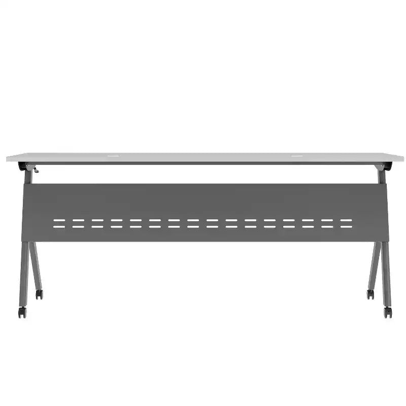 Table de formation rabattable robuste avec conception emboîtable, panneau d'intimité, pieds en Y, plateau, cadre métallique
