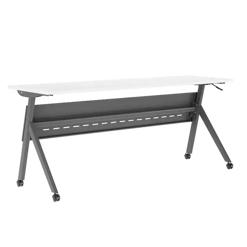 Table de formation rabattable robuste avec conception emboîtable, panneau d'intimité, pieds en Y, plateau, cadre métallique