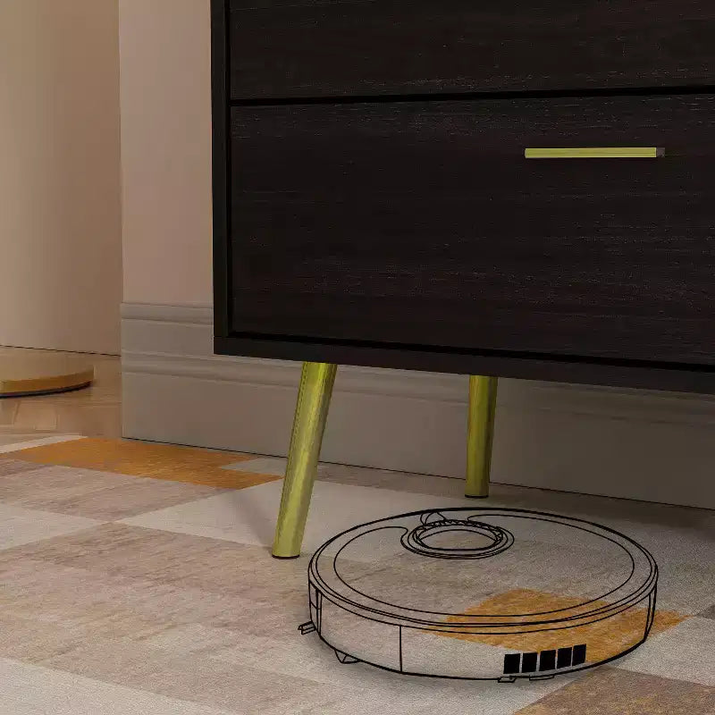 Commode moderne à 5 tiroirs avec pieds et poignées en métal