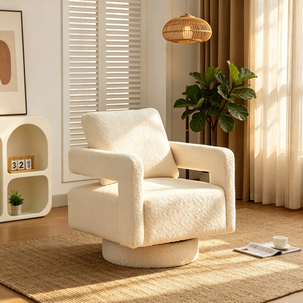Fauteuil pivotant moderne carré, fauteuil club rotatif à 360 degrés
